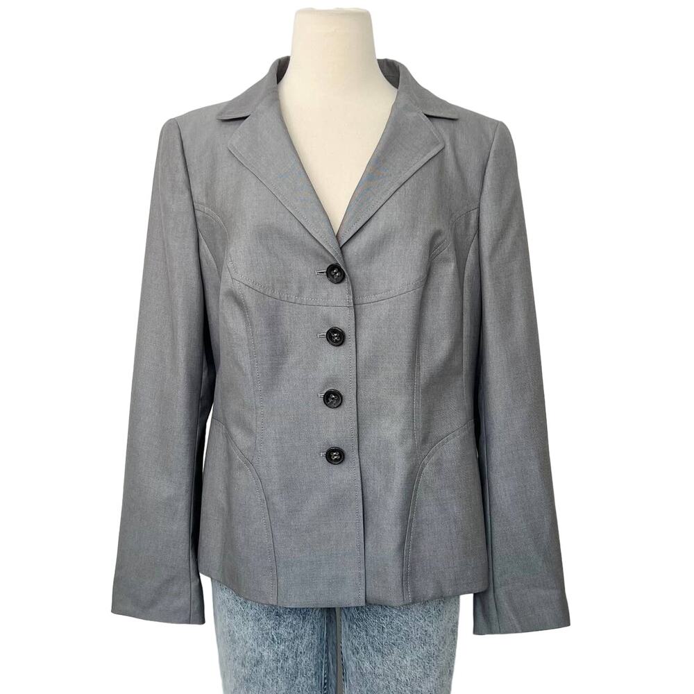 Escada Wool Silk Lightweight Gray Blazer Jacket | Size: 44 / US Large
